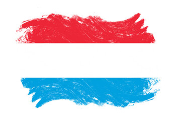 Luxembourg flag on distressed grunge white stroke brush background