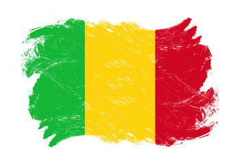 Mali flag on distressed grunge white stroke brush background