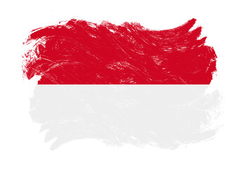 Monaco flag on distressed grunge white stroke brush background