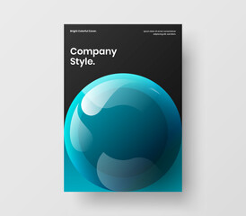 Vivid realistic balls journal cover layout. Trendy annual report A4 design vector illustration.