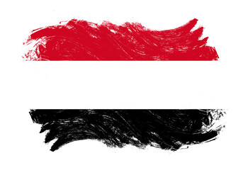 Yemen flag on distressed grunge white stroke brush background