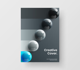 Trendy realistic balls annual report illustration. Clean placard vector design template.