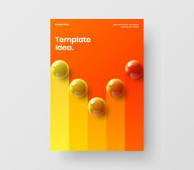 Abstract book cover design vector concept. Multicolored 3D balls annual report template.