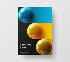 Minimalistic 3D balls pamphlet template. Modern handbill A4 vector design concept.