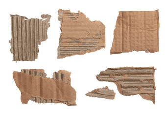 cardboard pieces set of five different assets png isolated on transparent background