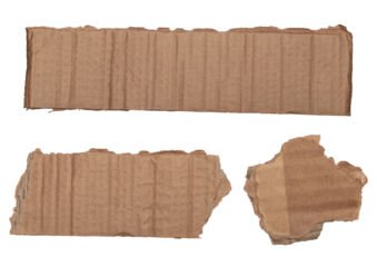 cardboard pieces set of three different assets png isolated on transparent background