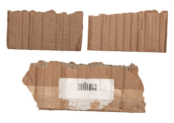 cardboard pieces set of three different assets png isolated on transparent background