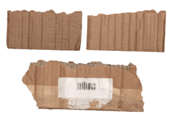cardboard pieces set of three different assets png isolated on transparent background