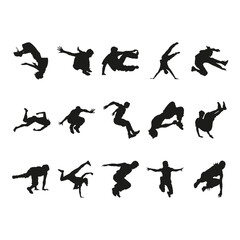 freestyle parkour silhouette set