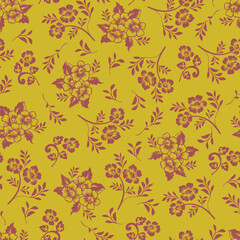 Vector monochromatic floral seamless pattern digital textile print. Vector illustration