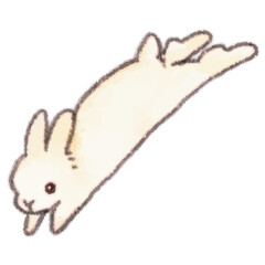 飛び跳ねるウサギの水彩風イラスト