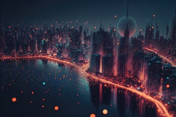 Fototapeta premium Illustration about high-tech imagination. Made by AI.