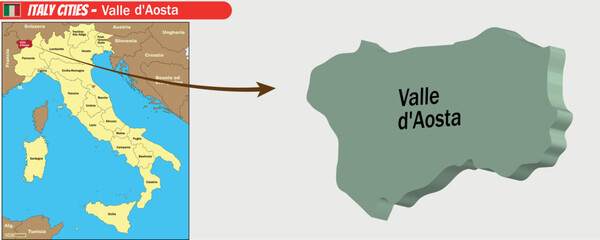 Vector map of Italy Cities Valle Daosta