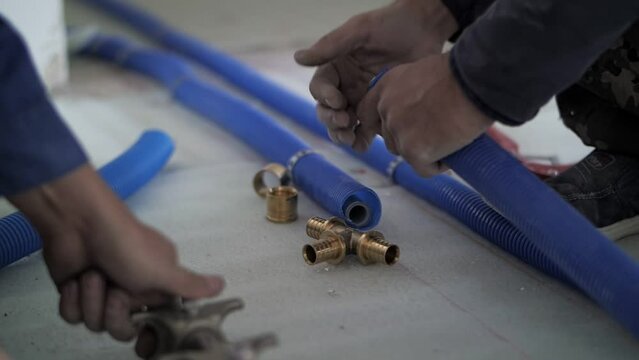 installation of tubes and fittings in the new apartment