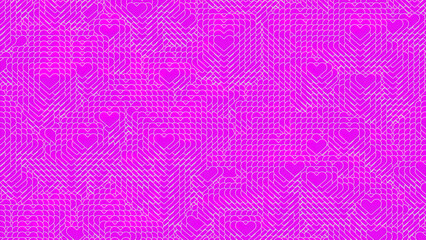 Purple bright background. Design.A glowing background in which you can see small hearts in the animation.