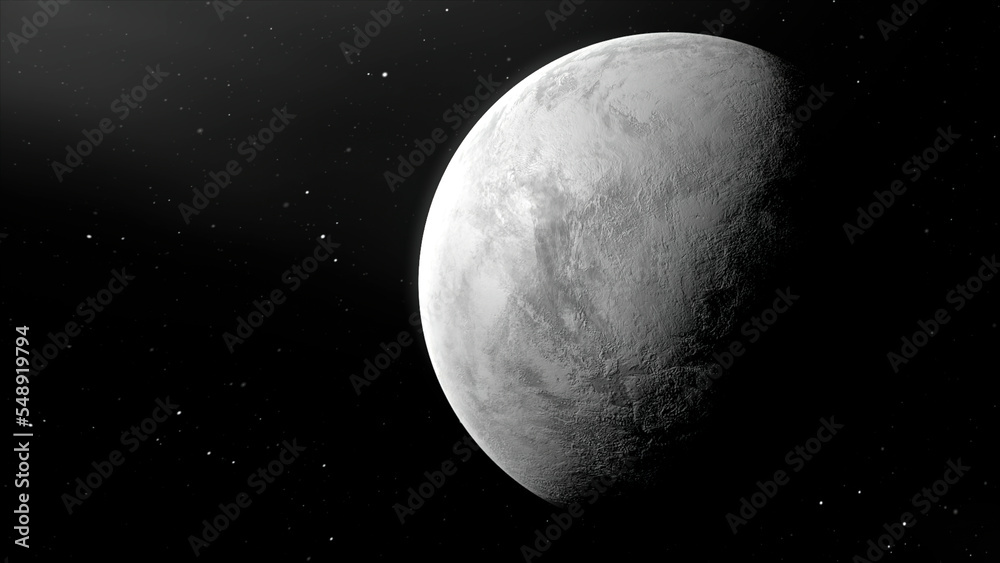 Poster view of space. motion.an illuminated moon in space with stars in abstraction.
