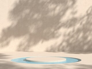 Absract background for product presentation. 3d geometric floating on water with smooth lighting gradian background. 3d render illustration. 