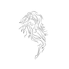 Woman abstract silhouette, print and logo design, isolated on a black background vector illustration.