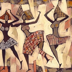 African dancers painting generated with Artificial Intelligence