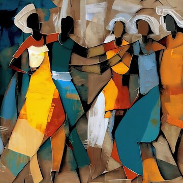 African dancers painting generated with Artificial Intelligence