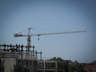 Construction Cranes Silhouette.Urban construction.