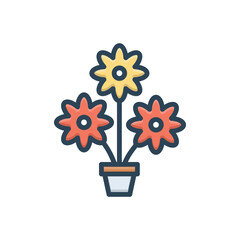 Color illustration icon for flowers