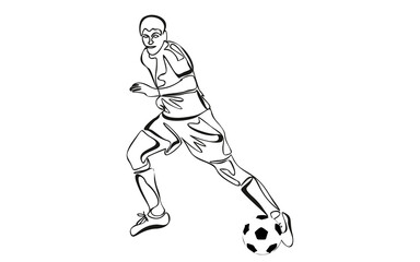 Fototapeta premium Continuous line drawing of football player kicking ball.