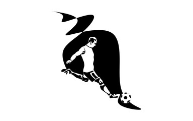 Football Player shooting a ball silhouette vector illustration