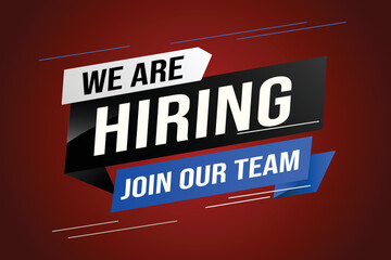 hiring recruitment Join now design for banner poster We are hiring lettering with geometric shapes lines. Vector illustration typographic. Open vacancy design template modern concept	