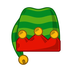 Naklejka premium Cartoon green Elf hat illustration. EPS 10 vector