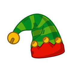 Cartoon green Elf hat illustration. EPS 10 vector