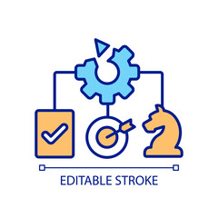 Strategy problems RGB color icon. Unproductive system. Setting goals. Optimization process. Improvement. Isolated vector illustration. Simple filled line drawing. Editable stroke. Arial font used