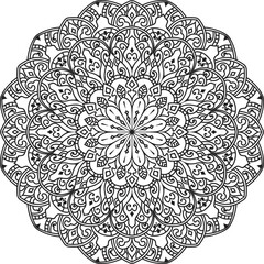 Mandala isolated on the white background.Decorative monochrome ethnic mandala pattern.