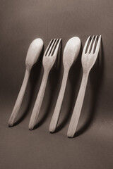 fork and spoon in sepia.