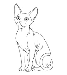 Sphynx Cat Cartoon Animal Illustration BW
