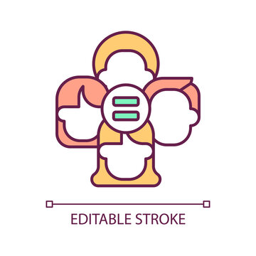 Social equality RGB color icon. Human rights. Non discriminatory community. Inclusive environment. Isolated vector illustration. Simple filled line drawing. Editable stroke. Arial font used