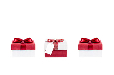three gift boxes isolated on white background