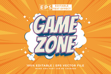 Editable text effect game zone 3d Cartoon Comic style premium vector
