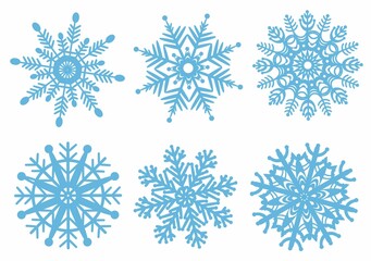 Fototapeta na wymiar Openwork blue snowflakes .Clipart JPEG illustration. Design template, for stickers, creating patterns, wallpaper, wrapping paper, for postcards, fabric, clothing, for children, bed linen.