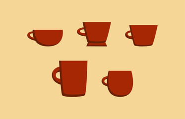 pack of cup illustration with cute warm red color. suitable design elements for cafe, restaurant, menu, poster, and beverage product.