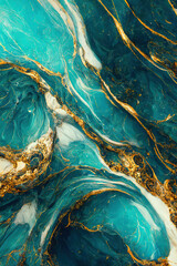 Turquoise and gold 3d marble wallpaper	