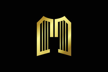 M Letter Gate Logo Design Template