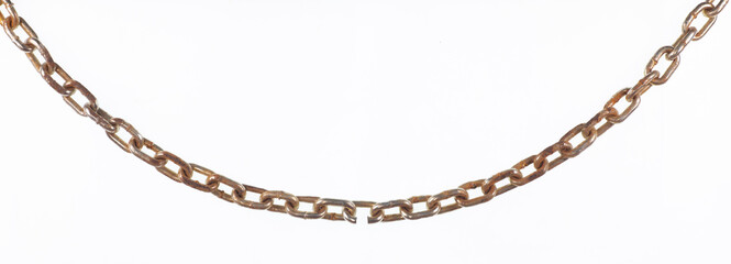 broken link in chain isolated on white background
