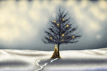 Lonely Tree in the Snow