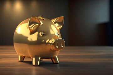 llustration about golden pig. Made by AI.