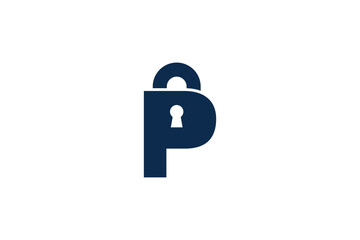 P Letter Lock Logo Design Template