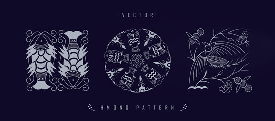 Fototapeta na wymiar Chinese pattern hmong pattern traditional line