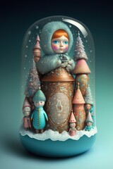 Russian nesting doll illustration generated with Artificial Intelligence