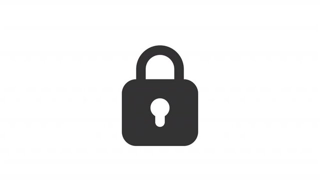 Animated lock line ui icon. Digital security and safety. Seamless loop HD video with alpha channel on transparent background. Outline isolated user interface element motion graphic animation