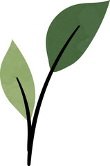 Green watercolor leaf branch illustration